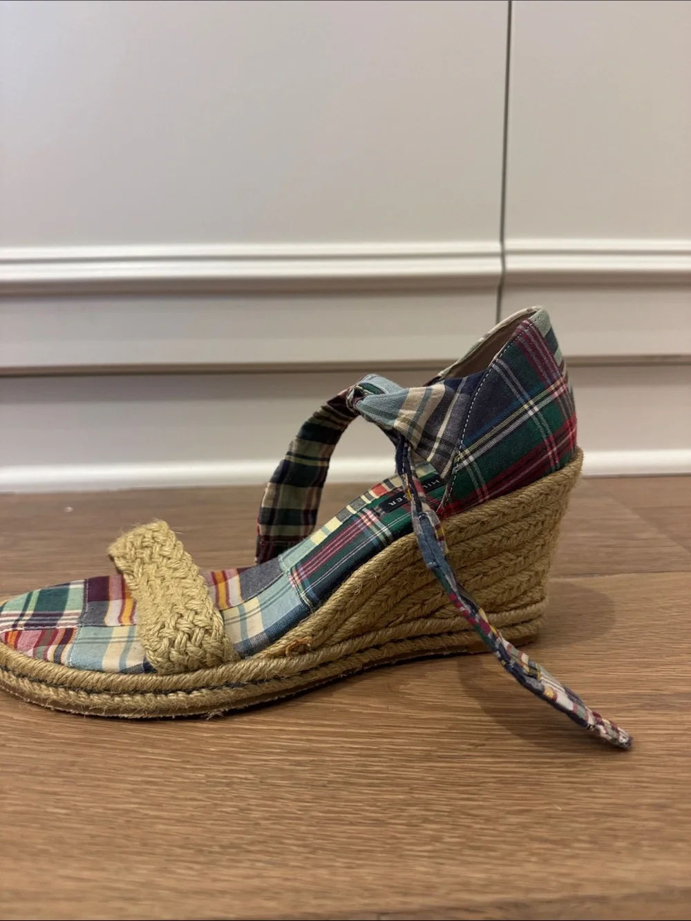 Tommy Hilfiger Multicolor Plaid Espadrilles with Braided Jute Strap